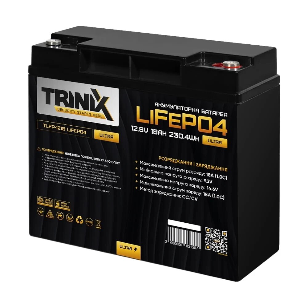 Акумуляторна батарея літій-залізо-фосфатна 12.8В 18Аг Trinix TLFP-1218 Ultra LiFePO4 від компанії Krop Control - фото 1