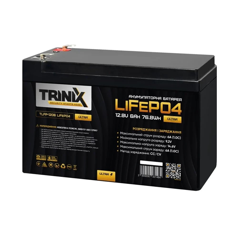 Акумуляторна батарея літій-залізо-фосфатна 12.8В 6Аг Trinix TLFP-1206 Ultra LiFePO4 від компанії Krop Control - фото 1