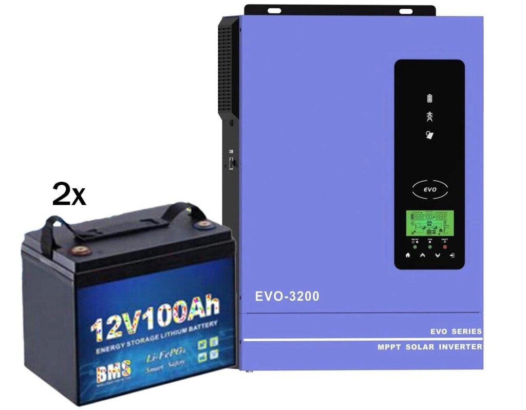 Anern AN-SCI-EVO-3200 + ДВА LiFePO4  акумулятори 12V100AH  Sorein Lithium Battery від компанії Krop Control - фото 1