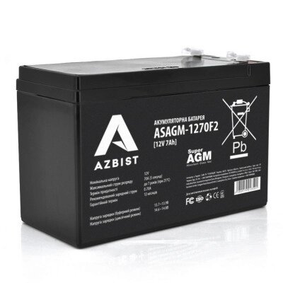 Батарея акумуляторна AZBIST Super AGM ASAGM-1270F2 12 V 7 Ah від компанії Krop Control - фото 1