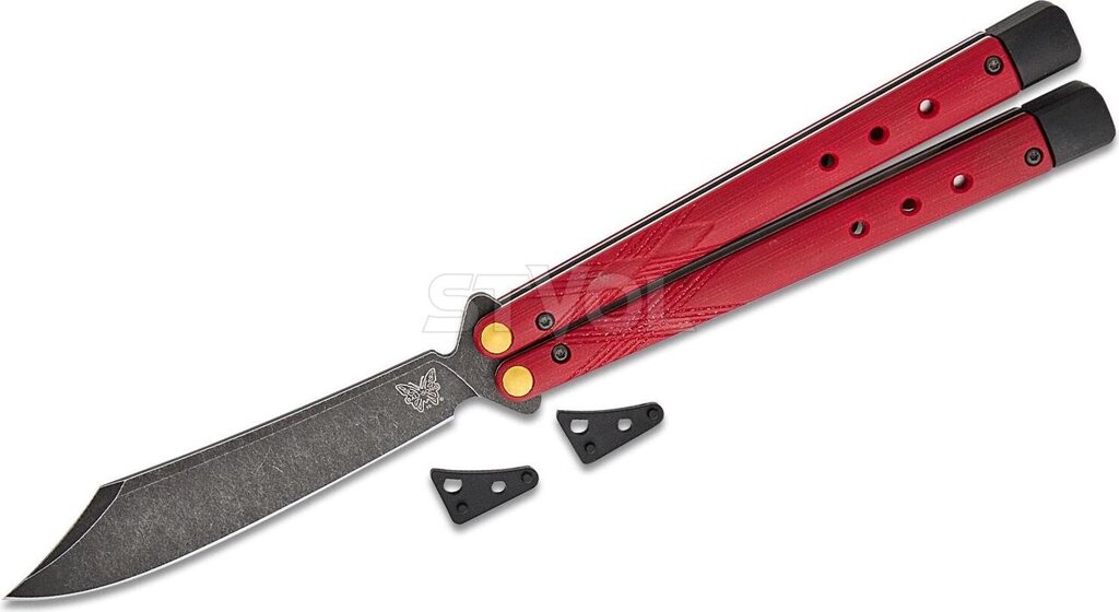 Ніж Benchmade "Necron", balisong, ruby red G10 від компанії Krop Control - фото 1