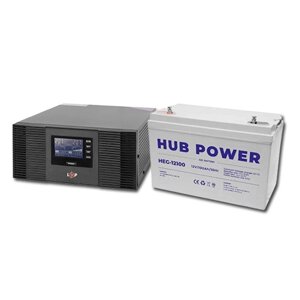 Комплект ДБЖ Logicpower LPM-PSW-1500VA (1050W) 12V + Акумулятор 12В 100 Ач Hub Power HEG-12100