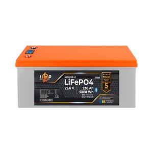 Акумулятор LP LiFePO4 25,6V - 230 Ah (5888Wh) (BMS 200A/200А) пластик LCD Smart BT