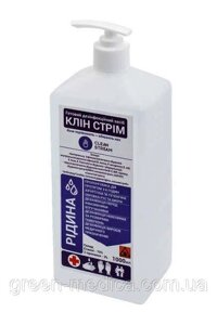 Дезінфекційний засіб «Рідина антисептична для рук «КЛІН СТРІМ» 1л флакон прямокутний з дозатором