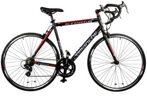 Шосейний алюмінієвий велосипед Comanche Strada 56см, чорний-червоний