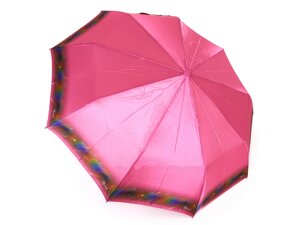 Атласна однотонна жіноча парасолька з різнокольоровими краєм