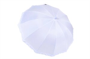 Біла весільна парасоля з рюшею