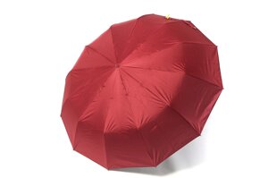 Бордова однотонна парасолька на 12 спиць з чохлом з екошкіри