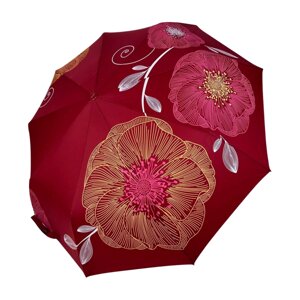 Бордова складна жіноча парасолька з квітами