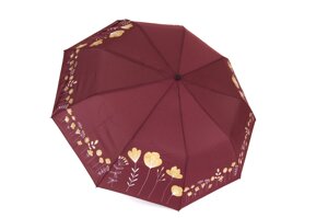 Бордова парасолька з квітковим принтом