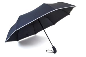 Чорна автоматична парасолька зі світловідбивною полоскою