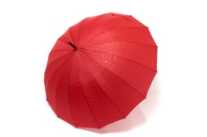Червона однотонна парасоля з літерами на 16 шпиць