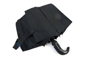 Чоловіча чорна парасолька напівавтомат із загнутою ручкою