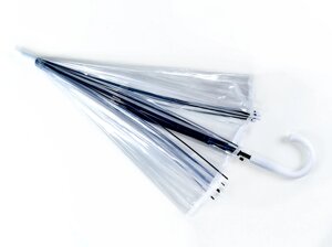 Прозора парасолька з білою каймою на 16 спиць
