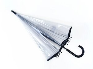 Прозора парасоля з чорною каймою на 16 спиць