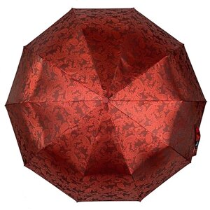 Жіночий бордовий зонт-напівавтомат з щільною тканиною жакард