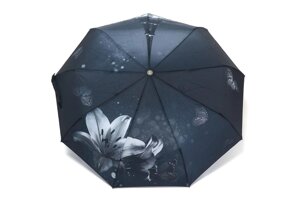 Жіноча бордова однотонна парасолька з тисненим малюнком
