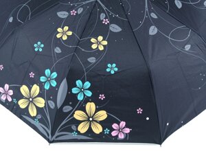 Жіноча чорна парасолька з квітами