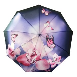 Зонт полуавтомат з орхидеями фіолетова
