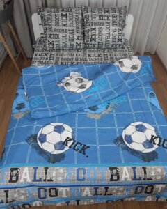 Дитяче ліжко Футбол Полуторний комплект дитячої постільної білизни Синій