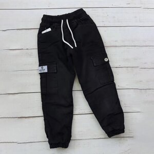 Чорні утеплені зимові джинси Rema Jeans на флісі для хлопчиків з кишенями Повсякденні штани для школи