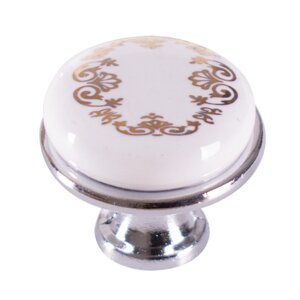 Ручка меблева кнопка DG 193 G2/WHT4 Хром/Срібний Орнамент