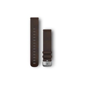 Ремінець Garmin для годинників Forerunner 245/645/Vivoactive/Vivomove (20 мм), темно-коричнева шкіра, срібляста застібка