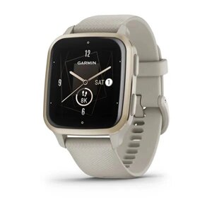 Смарт-годинник Garmin Venu Sq 2 Music Edition кольору французький сірий з кремово-золотистим безелем