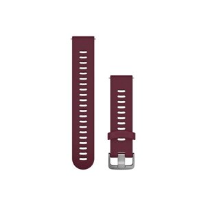 Ремінець силіконовий Garmin для годинників Forerunner 245/645/Vivoactive/Vivomove (20 мм), вишневий, срібляста застібка