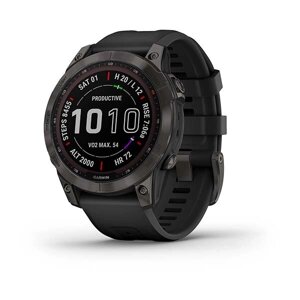 Смарт-годинник Garmin Fenix 7 Sapphire Solar титановий чорний DLC з чорним ремінцем