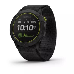 Смарт-годинник Garmin Enduro, титановий корпус сірий карбон з покриттям DLC, чорний нейлоновий ремінець UltraFit