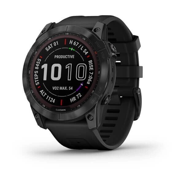 Смарт-годинник Garmin Fenix 7X Sapphire Solar чорний титановий DLC з чорним ремінцем від компанії Garmin-ukraine - фото 1