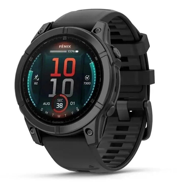 Смарт-годинник Garmin Fenix E – 47 мм, AMOLED, сланцево-сірий сталевий корпус з чорним силіконовим ремінцем від компанії Garmin-ukraine - фото 1