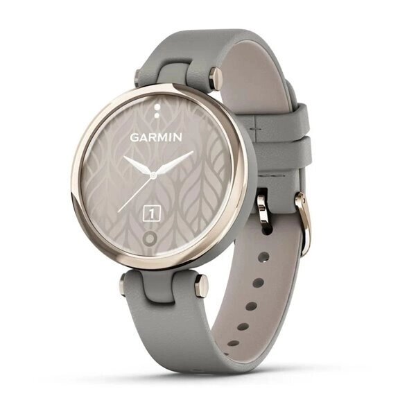 Смарт-годинник Garmin Lily Classic з кремово-золотистим безелем, сірим корпусом та італійським шкіряним ремінцем від компанії Garmin-ukraine - фото 1