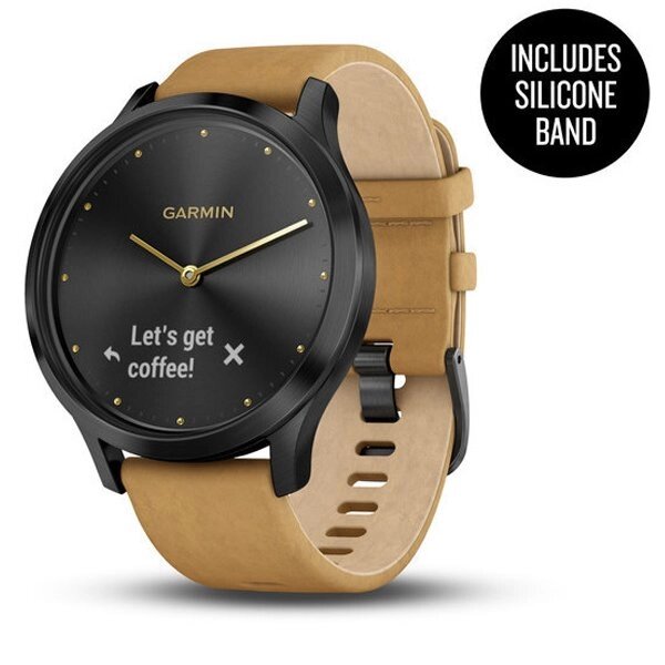 Смарт-годинник Garmin Vivomove HR Premium Black Tan One Size (універсальний розмір) від компанії Garmin-ukraine - фото 1