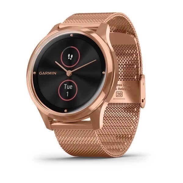 Смарт-годинник Garmin Vivomove Luxe, рожеве золото 18K PVD, з ремінцем меланська петля від компанії Garmin-ukraine - фото 1