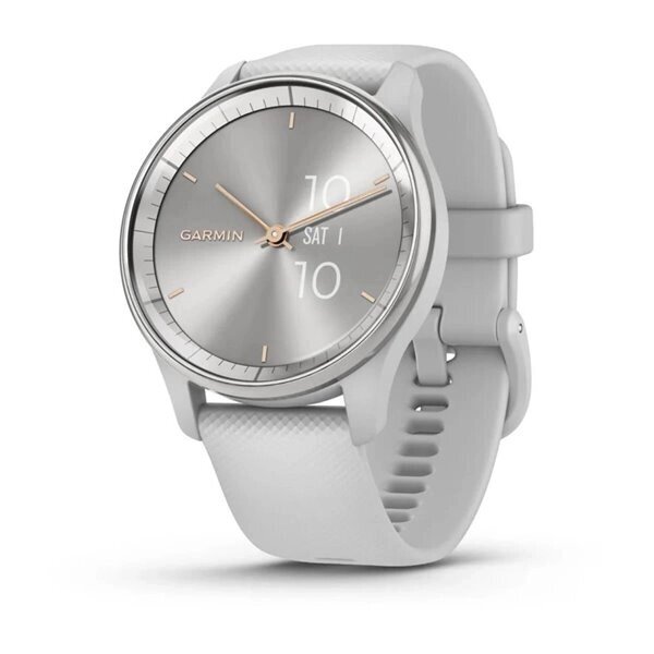 Смарт-годинник Garmin Vivomove Trend із сріблястим сталевим безелем, сірими корпусом та ремінцем від компанії Garmin-ukraine - фото 1