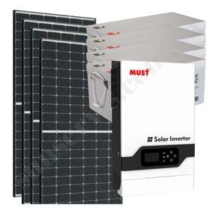 5кВт автономна сонячна станція Будинок-1600 з фотомодулями 1,6кВт і АКБ 48В з резервом 5,7кВт*год, контролер МРРТ