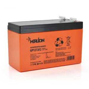 Аккумуляторна батарея merlion AGM GP1272F2 premium 12 V 7,2 ah ( 150 x 65 x 95 (100 orange Q10