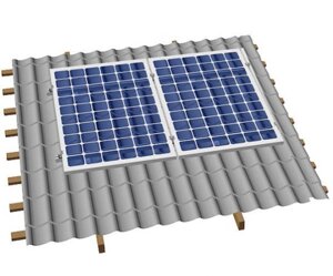 Оцинкована система кріплення для 2-х сонячних батарей для похилого даху