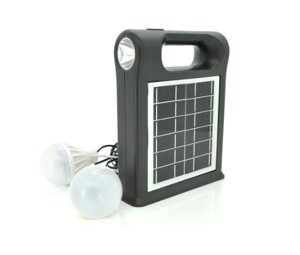 Переносна сонячна система для освітлення CL22+Solar, Power bank 10000mAh, MP3 плеєр, 2*USB виходи, 2 лампочки