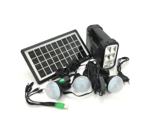 Переносна сонячна система для освітлення ліхтар 8017А+Solar Power bank 10000mAh, MP3 плеєр, USB 3 лампочки