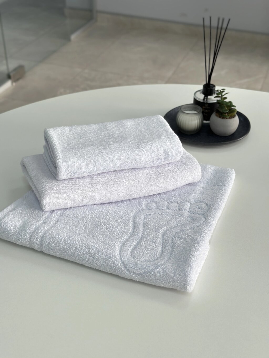 Комплект з 3х рушників білий 500 г/м2 100% бавовна Узбекистан від компанії IDEAL TEXTILE: махрові рушники, халати, постільна білизна - фото 1