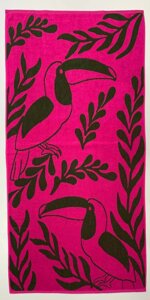 Пляжний рушник Тукани рожеві 70х140 см 400 г/м2