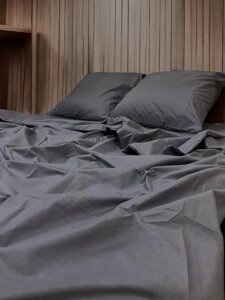Комплект постільної білизни Бязь Двоспальний Євро сірий