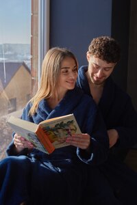 Махровий халат чоловічий темно-синій 100% бавовна 400 г/м2 Узбекистан M