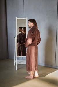Махровий халат чоловічий коричневий 100% бавовна 400 г/м2 Узбекистан L