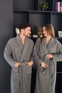 Махровий халат чоловічий сірий 100% бавовна 400 г/м2 Узбекистан XXL