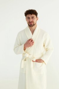 Вафельний халат кімоно чоловічий ванільний 100% бавовна 320 г/м2 XXL