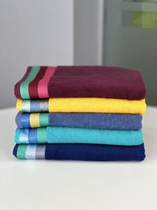 Махровий рушник зі смужками 70х140 см 380 г/м2 помаранчевий